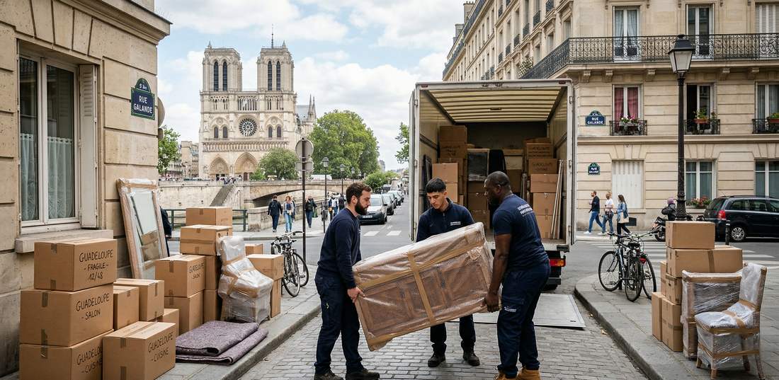 Déménagement de Paris vers la Guadeloupe, mobilier emballé