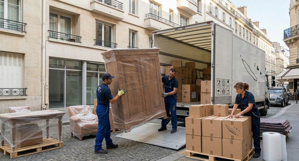 Déménagement de Paris vers la Nouvelle-Calédonie, mobilier emballé