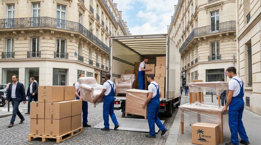 Déménagement de Paris vers Saint-Denis de La Réunion, mobilier emballé
